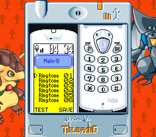 A demonstration of an SGB colorized ringtone screen