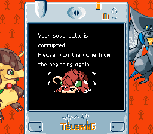 Colorized save corruption notice, Power Version